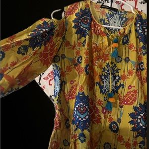 Yellow Floral printed Assymterical dress Size 12